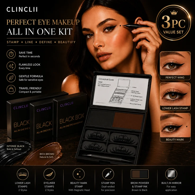 ✨ 3-in-1 Eye Makeup Stamp Kit – Create Perfect Eyeliner, Lash Looks & Beauty Marks in Seconds 💕