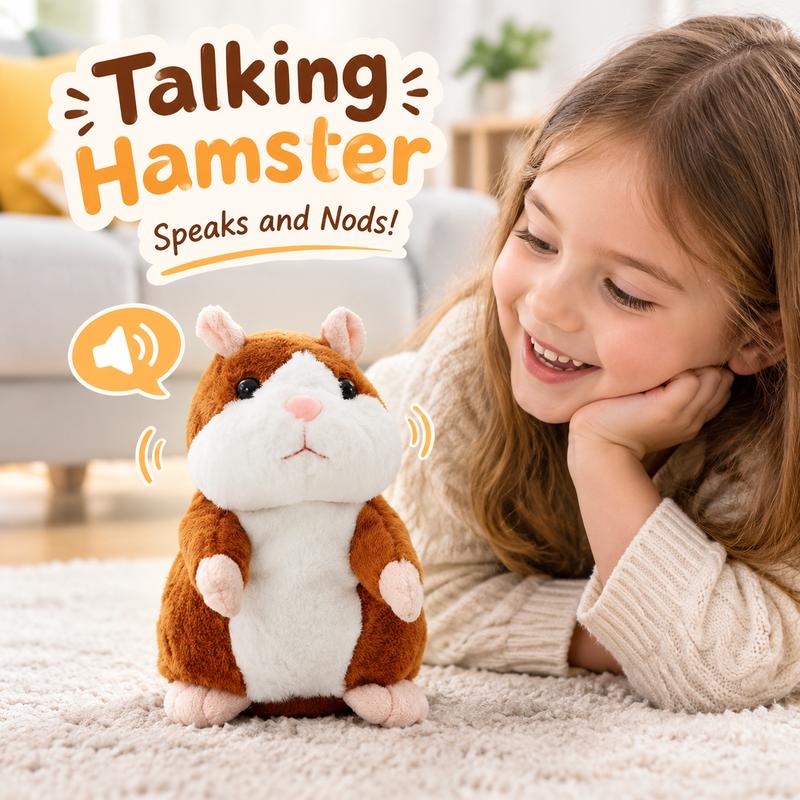 🥳2026 HOT SALE🥳💞50K+ SOLD! 🐹✨Talking Hamster Plush – repeats whatever you say, auto head-shaking, hilarious fun for kids & adults. Perfect gift & pet entertainment! 🎁💚