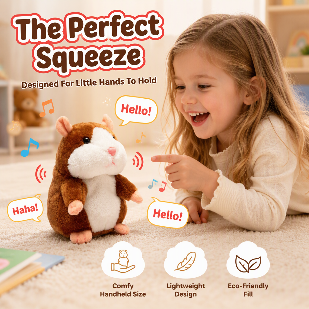 🥳2026 HOT SALE🥳💞50K+ SOLD! 🐹✨Talking Hamster Plush – repeats whatever you say, auto head-shaking, hilarious fun for kids & adults. Perfect gift & pet entertainment! 🎁💚