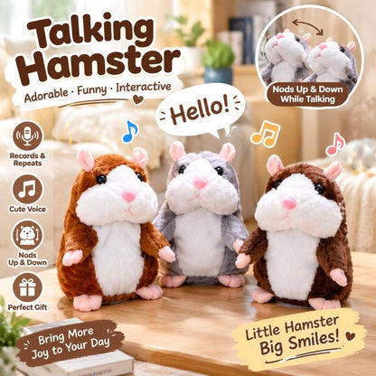 🥳2026 HOT SALE🥳💞50K+ SOLD! 🐹✨Talking Hamster Plush – repeats whatever you say, auto head-shaking, hilarious fun for kids & adults. Perfect gift & pet entertainment! 🎁💚