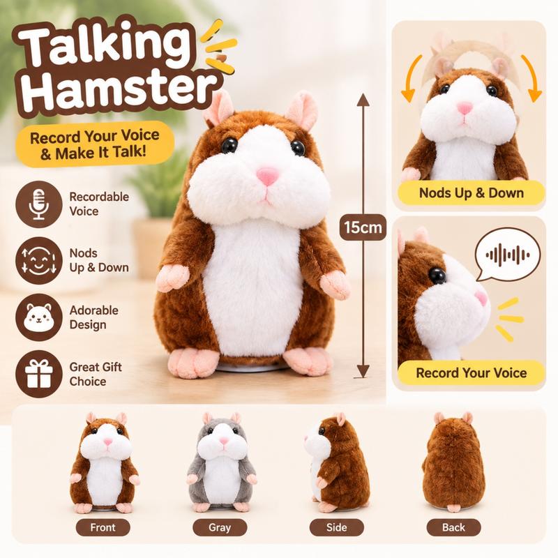 🥳2026 HOT SALE🥳💞50K+ SOLD! 🐹✨Talking Hamster Plush – repeats whatever you say, auto head-shaking, hilarious fun for kids & adults. Perfect gift & pet entertainment! 🎁💚