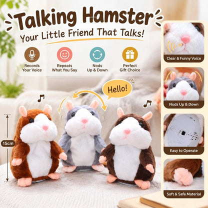🥳2026 HOT SALE🥳💞50K+ SOLD! 🐹✨Talking Hamster Plush – repeats whatever you say, auto head-shaking, hilarious fun for kids & adults. Perfect gift & pet entertainment! 🎁💚