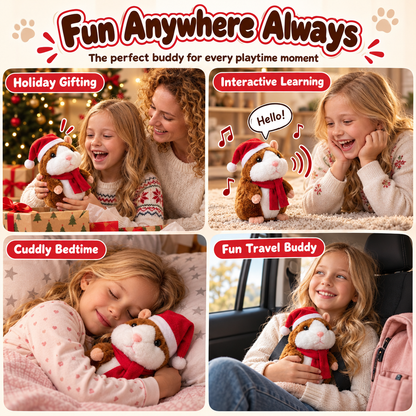 🥳2026 HOT SALE🥳💞50K+ SOLD! 🐹✨Talking Hamster Plush – repeats whatever you say, auto head-shaking, hilarious fun for kids & adults. Perfect gift & pet entertainment! 🎁💚